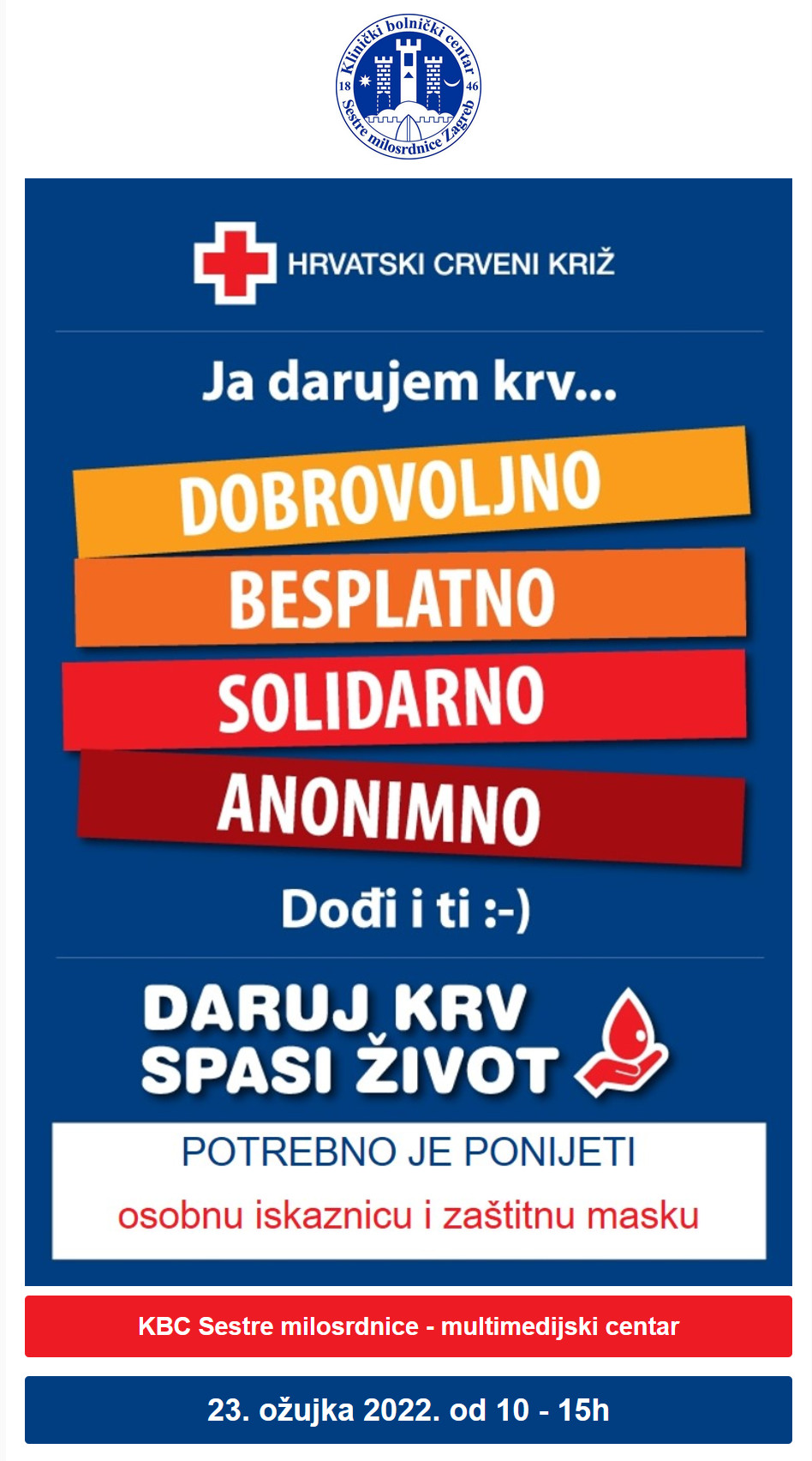 Hrvatski crveni križ - Ja darujem krv